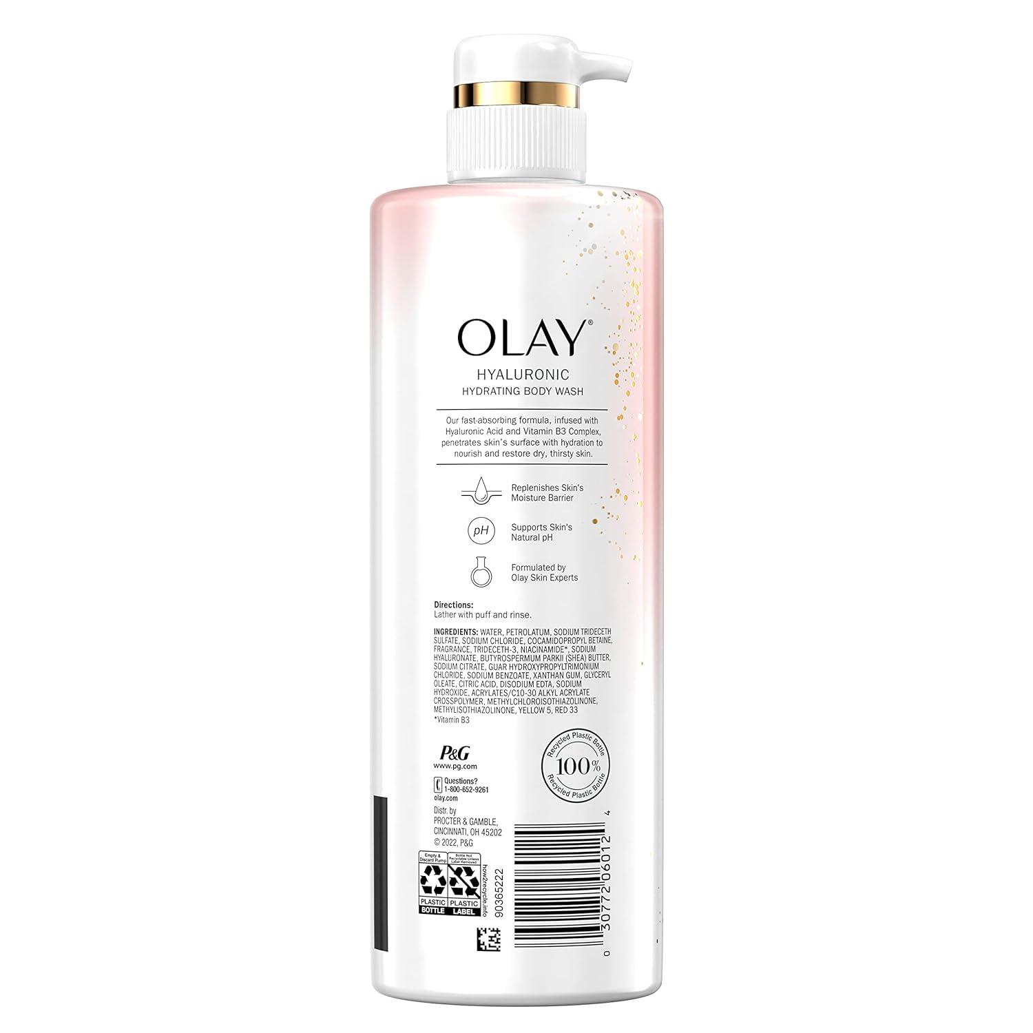 Olay Hyaluronic Hydrating Body Wash 768ml pump bottle with Vitamin B3