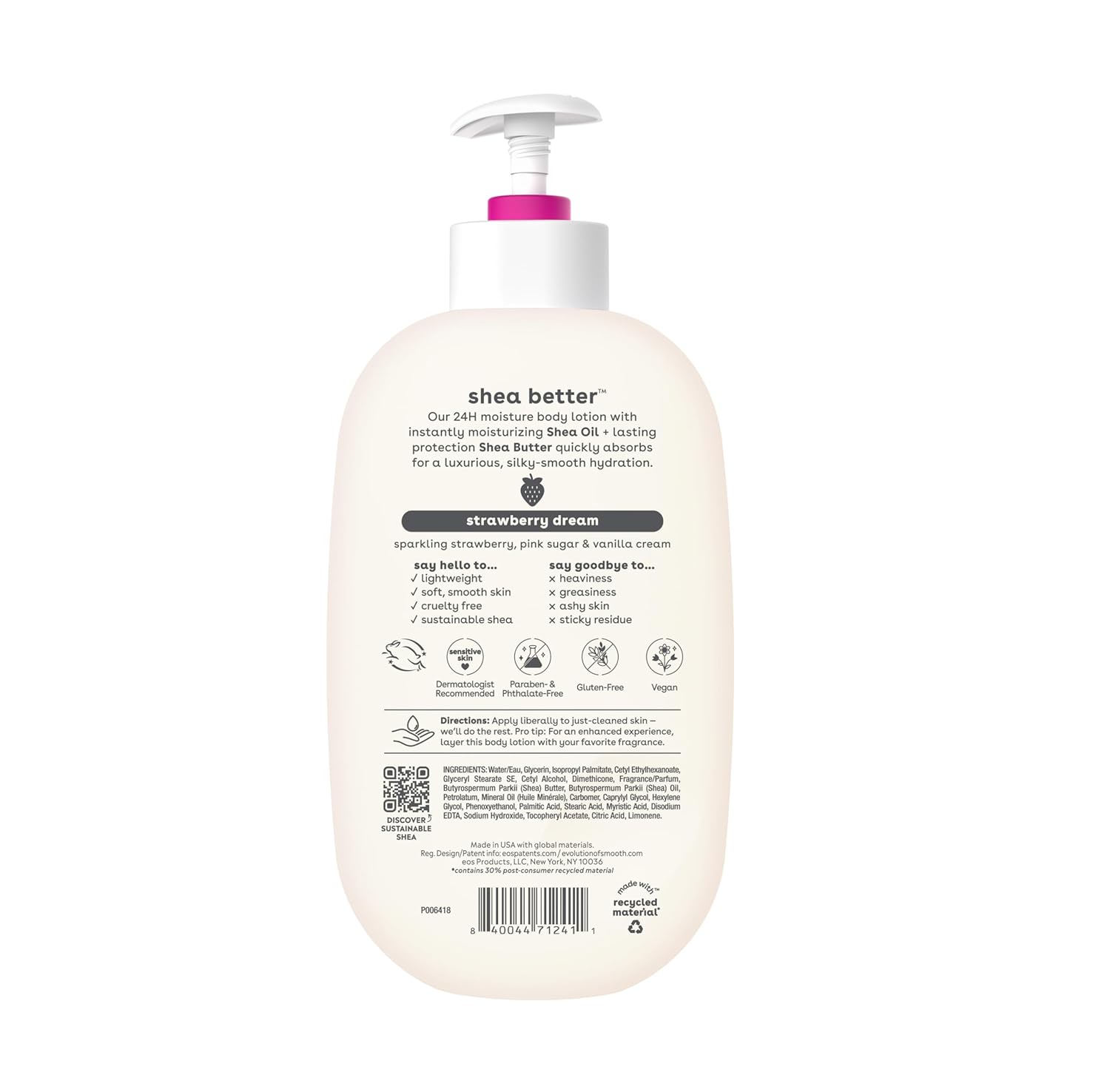 eos Strawberry Dream body lotion pump bottle 16oz with shea butter