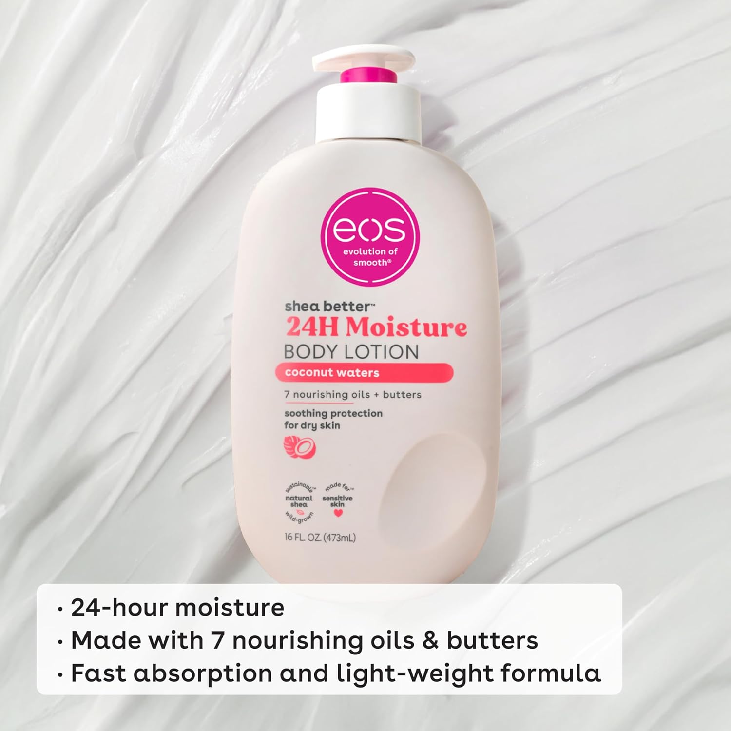 eos Shea Better 24H Moisture Body Lotion Coconut Waters 16 fl oz