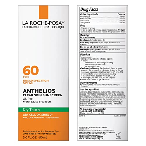 La Roche Posay Anthelios SPF 60 clear skin dry touch face sunscreen 90ml