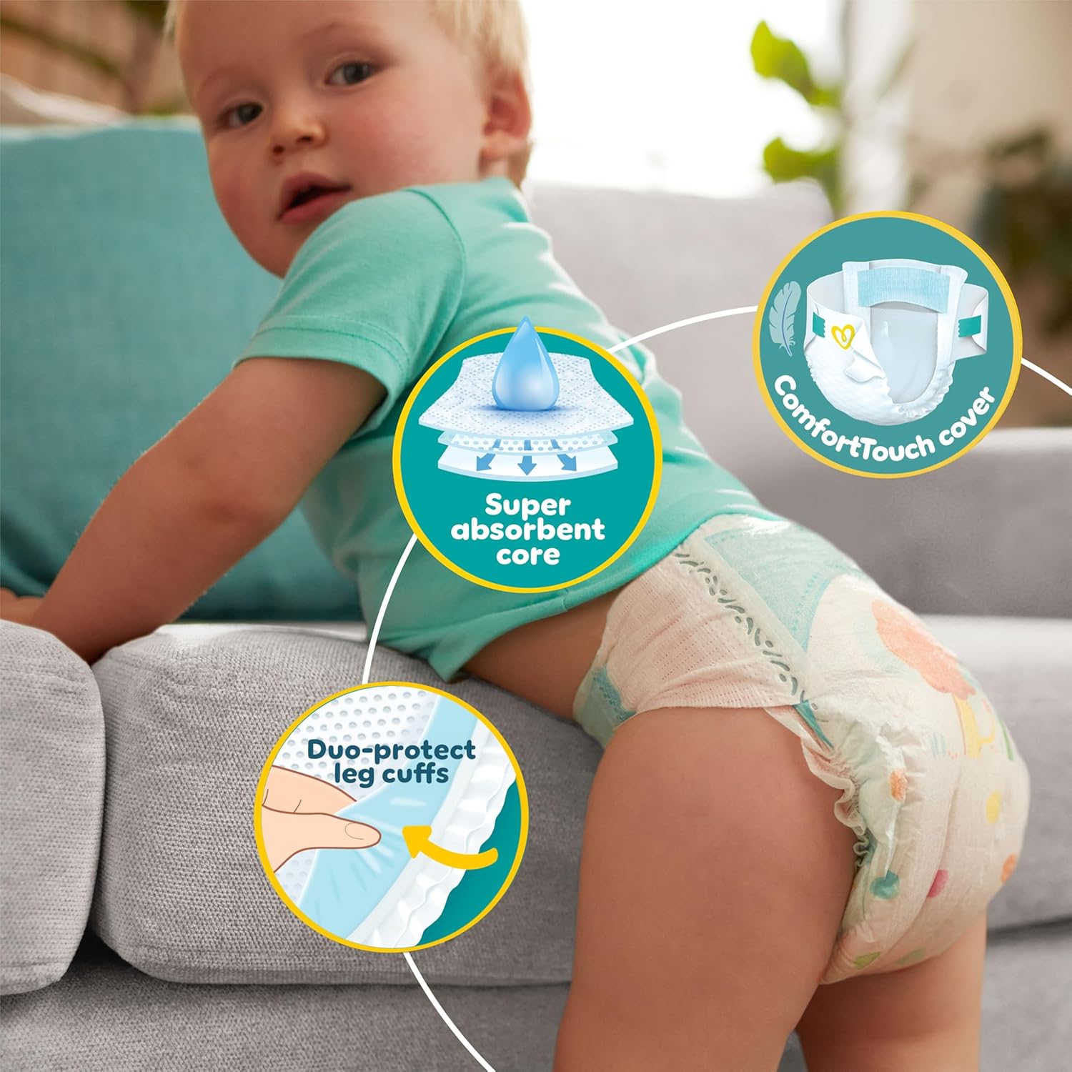 Pampers Baby-Dry Size 8 nappies, 120 count, 17kg plus weight range