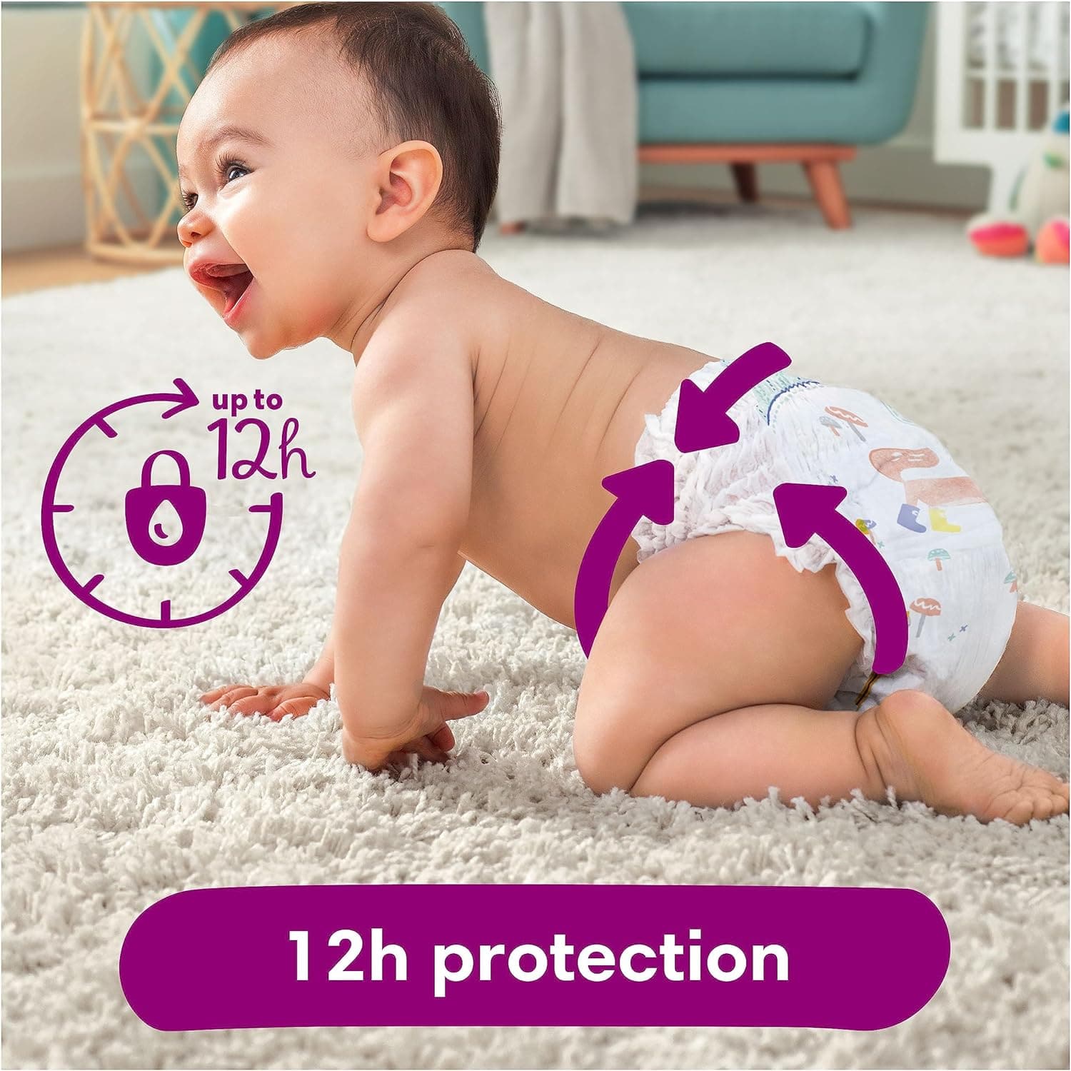 Pampers Baby-Dry Nappy Pants Size 8, 117 pack, 19kg+