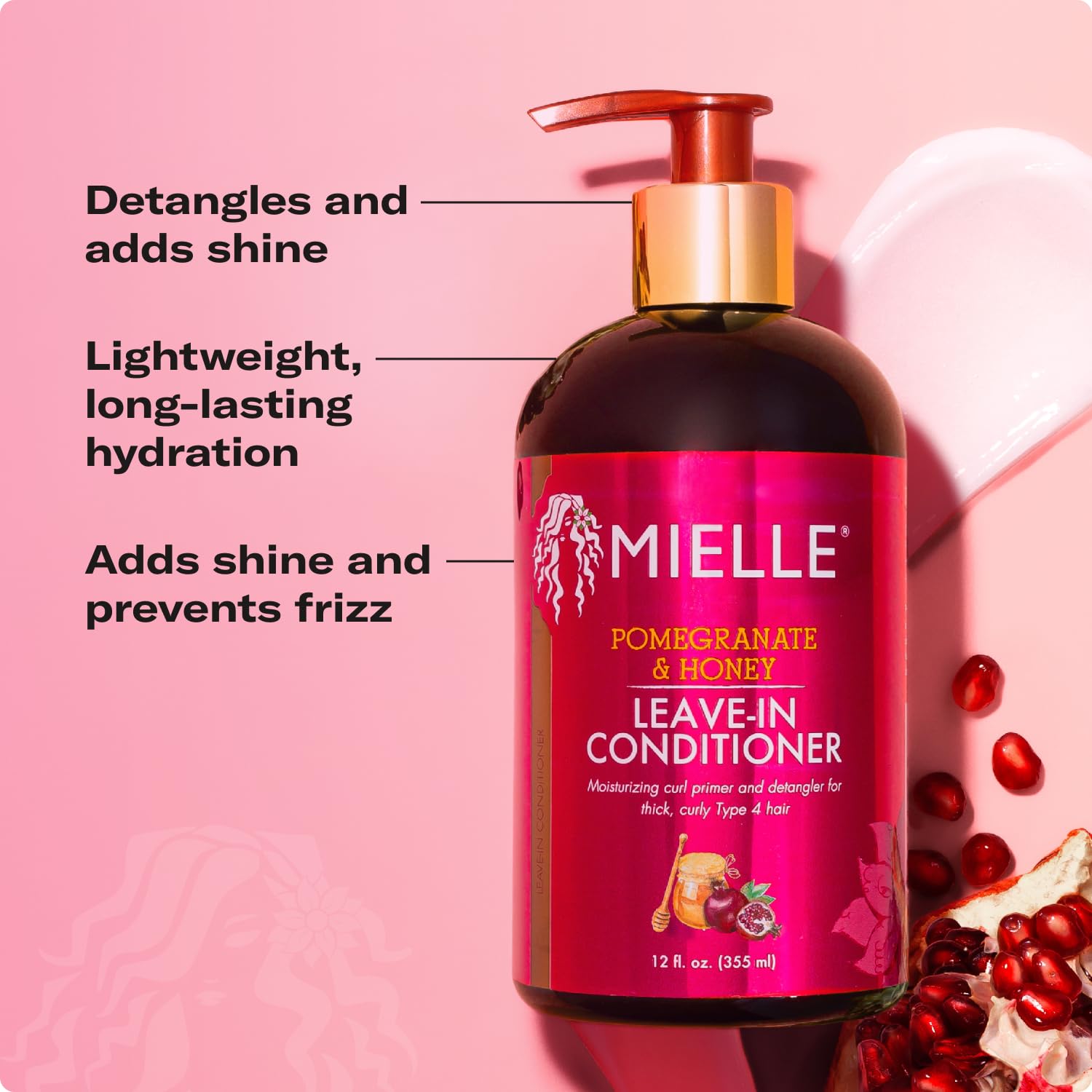 Mielle Pomegranate & Honey Leave-In Conditioner 355ml for Type 4C hair
