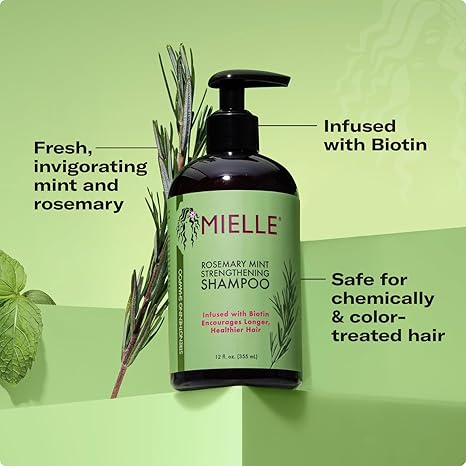 Mielle Organics Rosemary Mint Strengthening Shampoo 12 fl oz bottle with pump