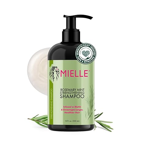 Mielle Organics Rosemary Mint Strengthening Shampoo 12 fl oz bottle with pump dispenser