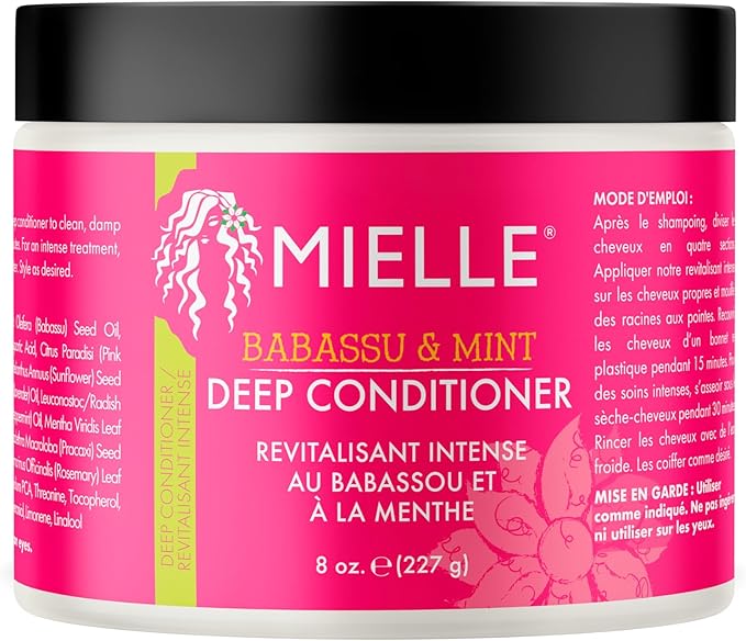 Mielle Babassu & Mint deep conditioner 227g jar with black lid
