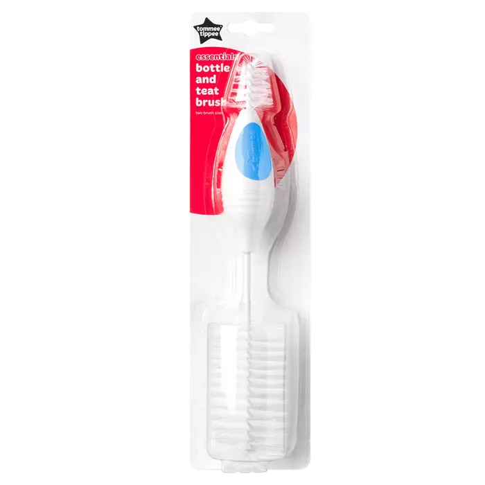 Tommee Tippee bottle and teat brush with blue handle and storage case