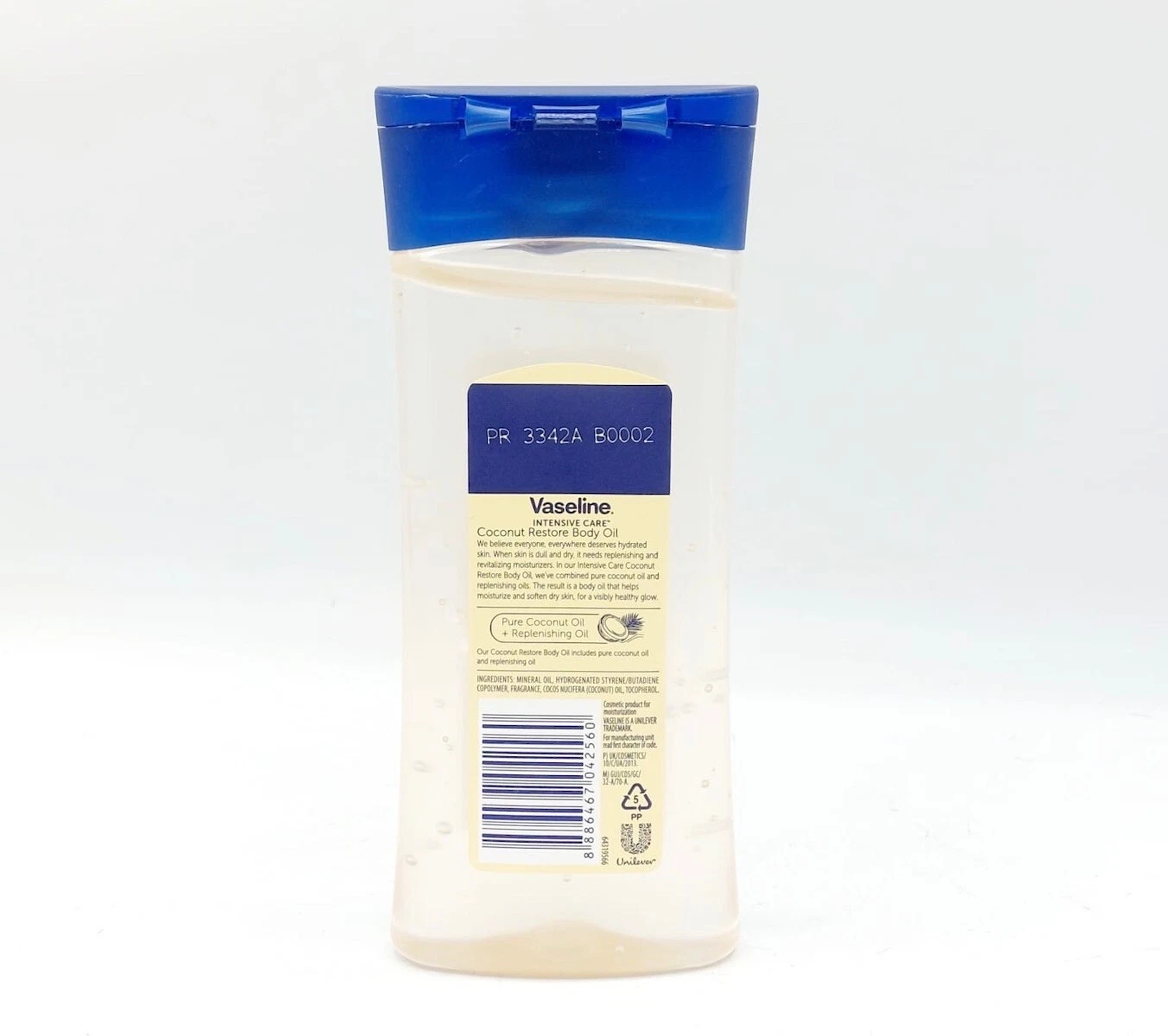 Vaseline Intensive Care Coconut Restore Body Oil 200ml bottle with blue cap