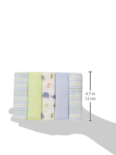 Spasilk pack of 10 terry washcloth wipes, blue elephant design, newborn bathtime essentials