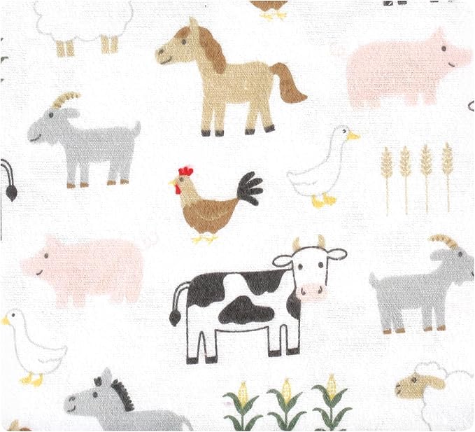 Hudson Baby cotton flannel receiving blankets bundle with cute farm animal design