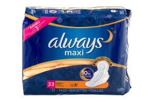 Always Maxi Overnight Pads Size 4 pack of 33 sanitary towels