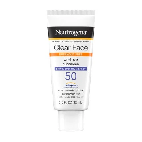 Neutrogena Clear Face oil-free sunscreen SPF 50 lotion 3oz tube