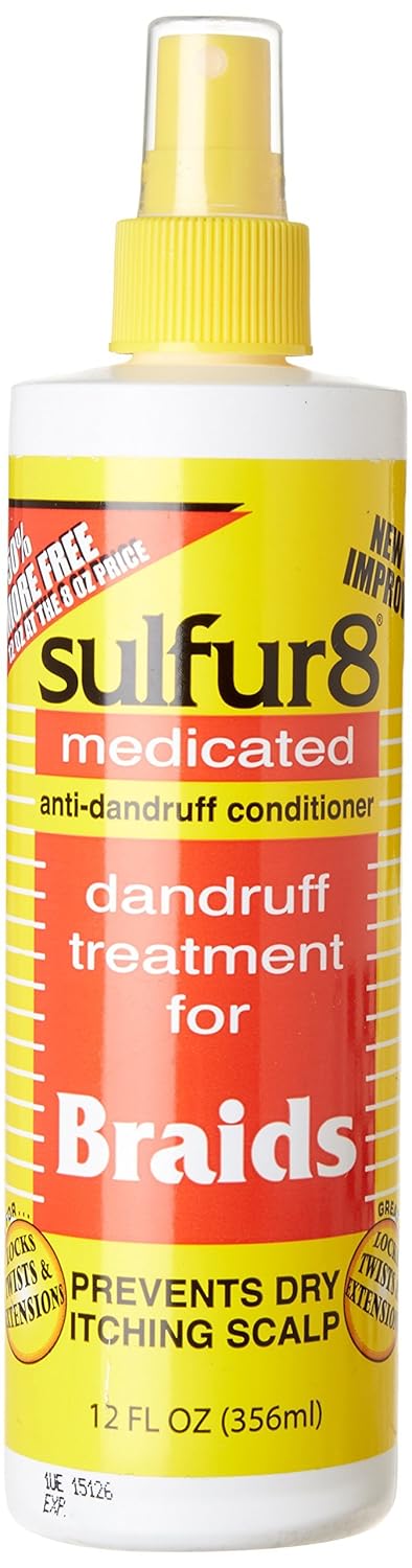 Sulfur8 medicated dandruff treatment for braids 12 ounce spray bottle yellow