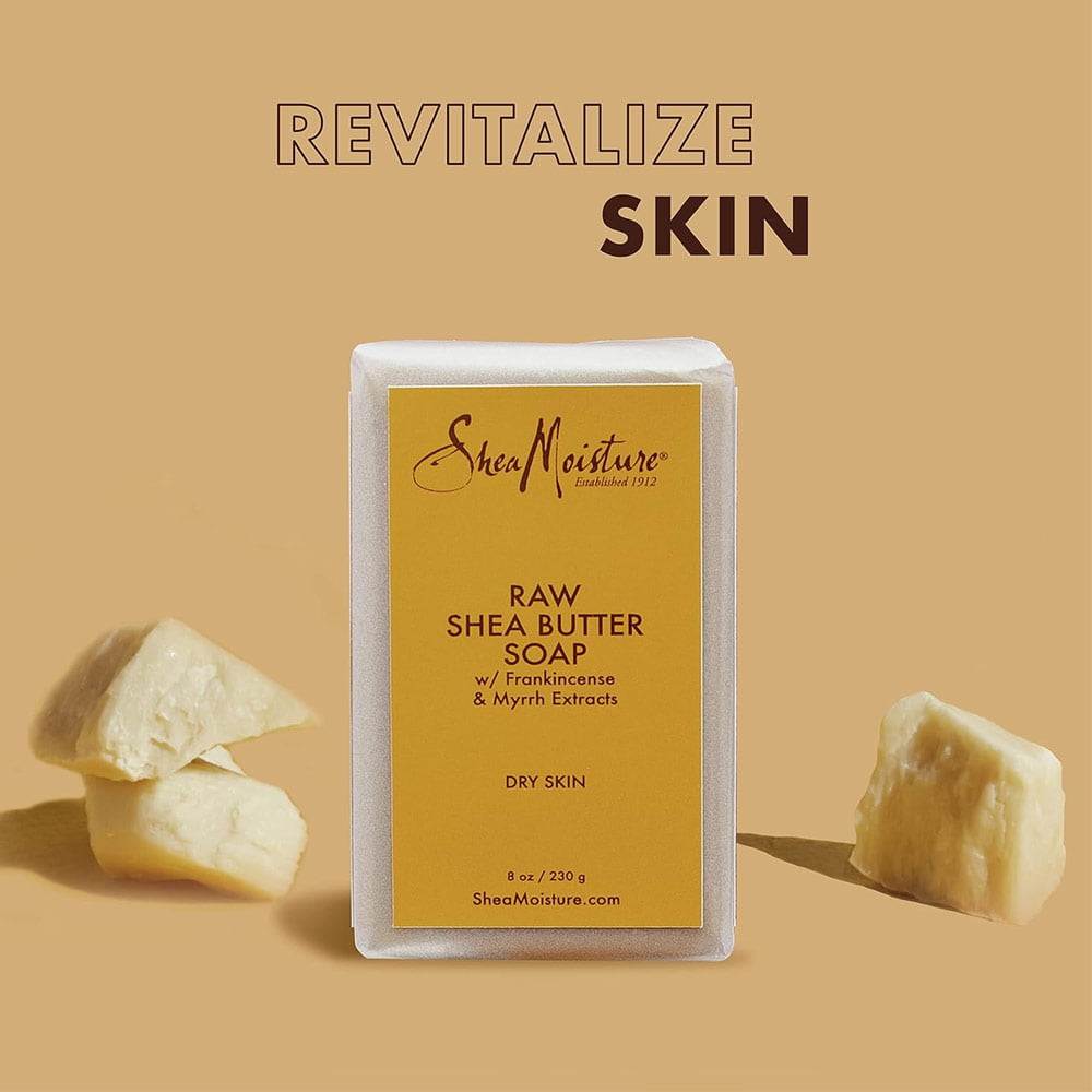 SheaMoisture Raw Shea Butter bar soap for dry skin, 8 ounce, cream coloured