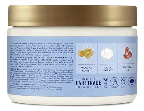 SheaMoisture Manuka Honey Yogurt Hydrate Repair Curl Cream Whipped 11.5oz