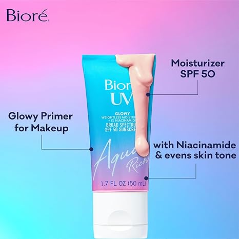 Bioré UV Aqua Rich SPF 50 weightless moisturizer sunscreen 1.7 fluid ounces