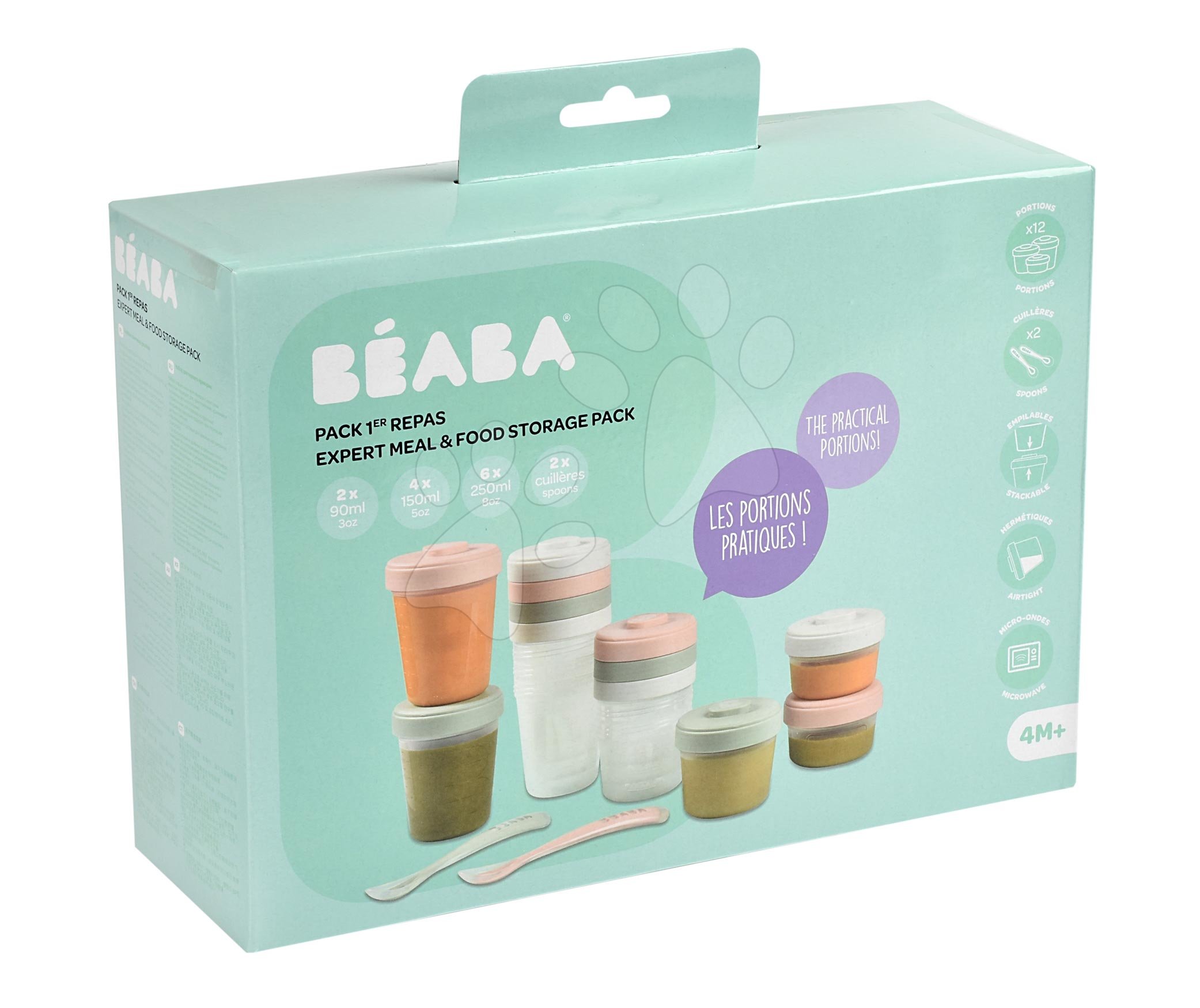 Beaba  Baby Food Storage Clip Containers Spoons Set Pink — photo 7