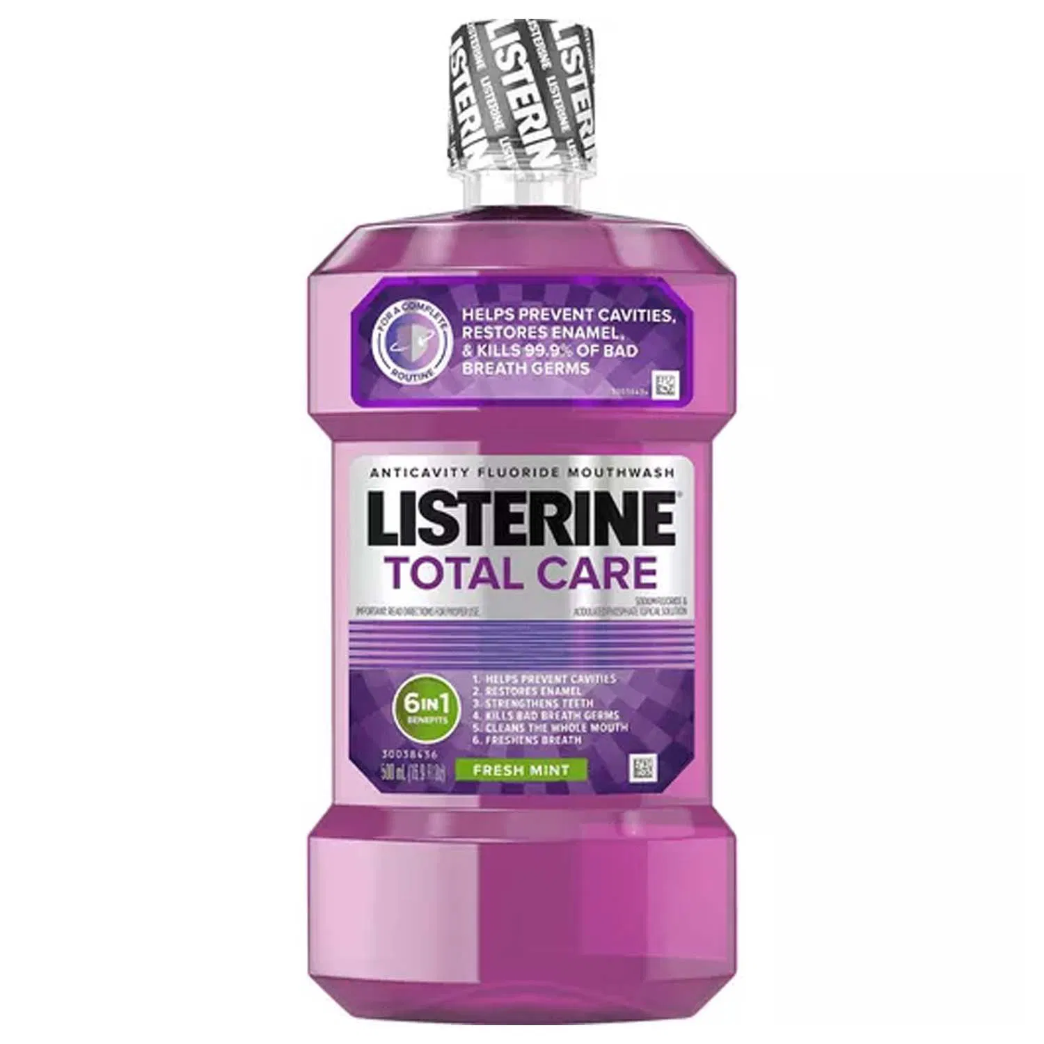 Listerine Total Care Anticavity Mouthwash Fresh Mint 500ml purple bottle
