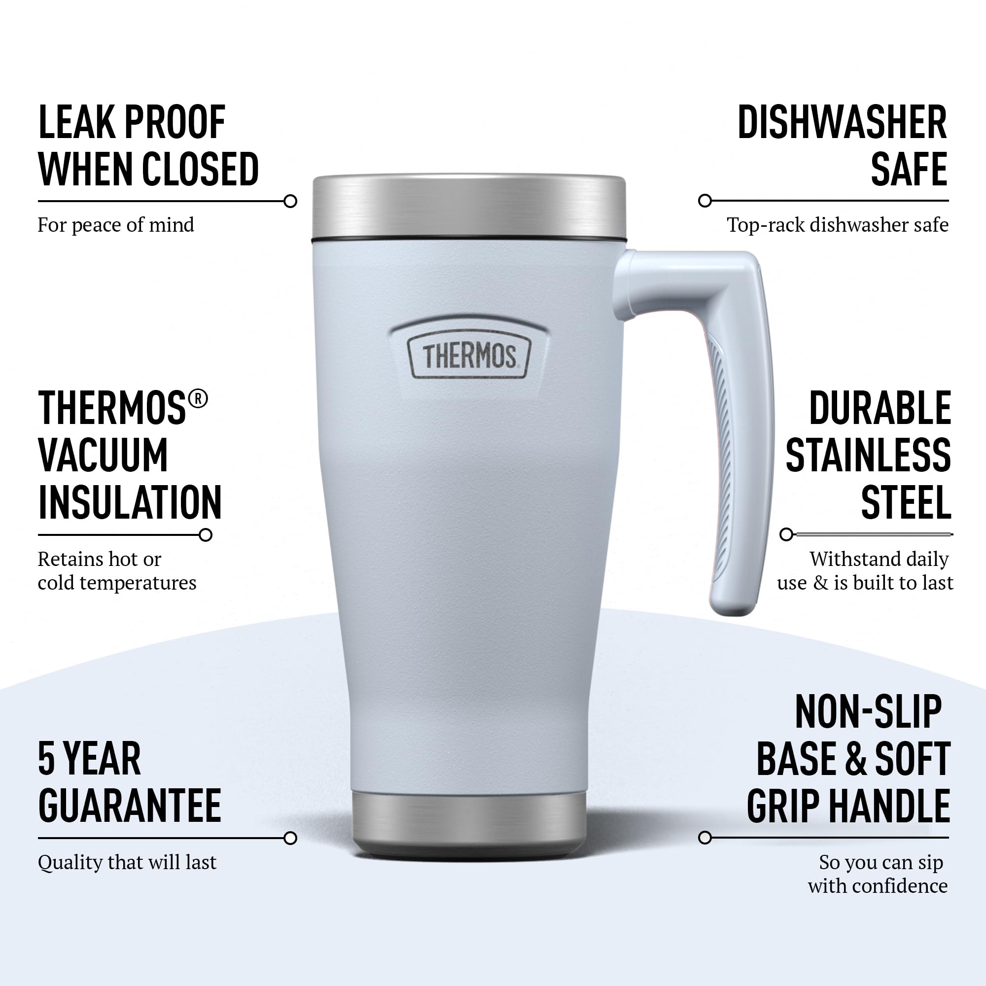 Thermos Icon 470ml thermal travel mug herbelle blue with handle