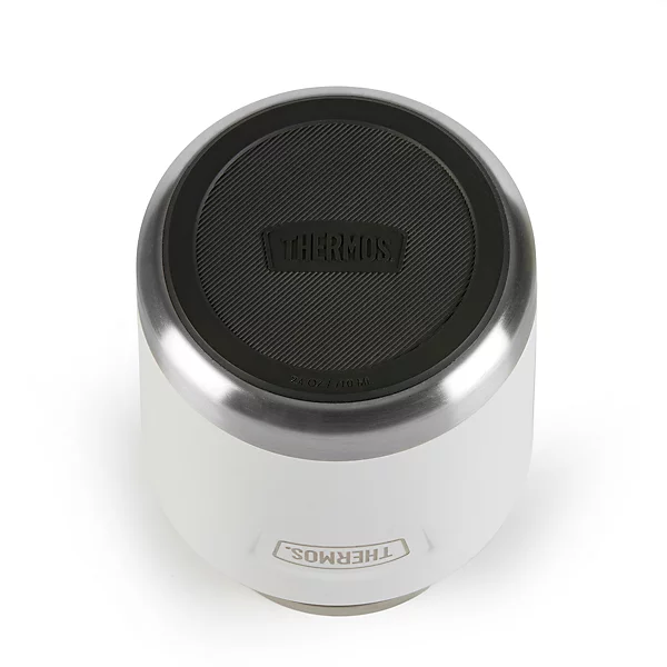 Thermos Icon white food thermal flask 710 ml with black lid
