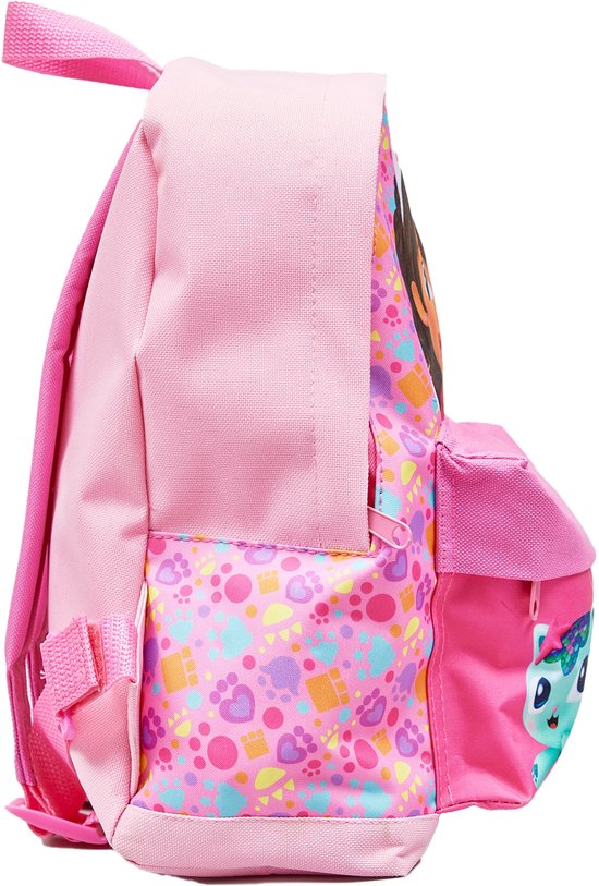 Gabby Cats Sport Backpack pink with colourful cat design and side pocket