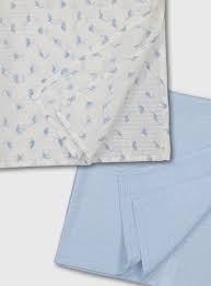 George Blue Bird Large Muslin Squares 2 Pack white and blue