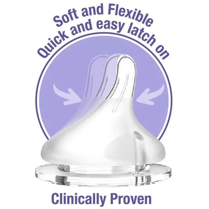 Lansinoh 160ml feeding bottle with soft flexible teat for easy latch