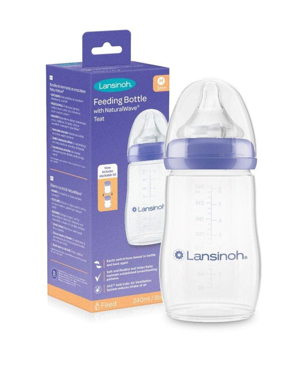 Lansinoh Feeding Bottle 240ml with NaturalWave Teat, medium flow