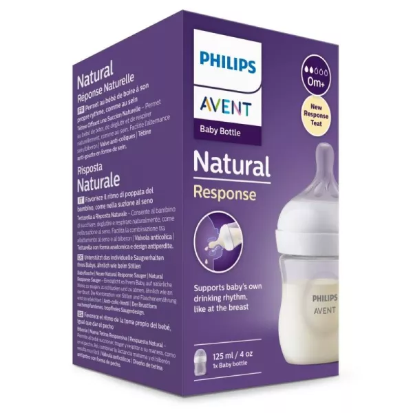 Philips Avent Natural Response 3.0 baby bottle 125ml, white, newborn feeding bottle