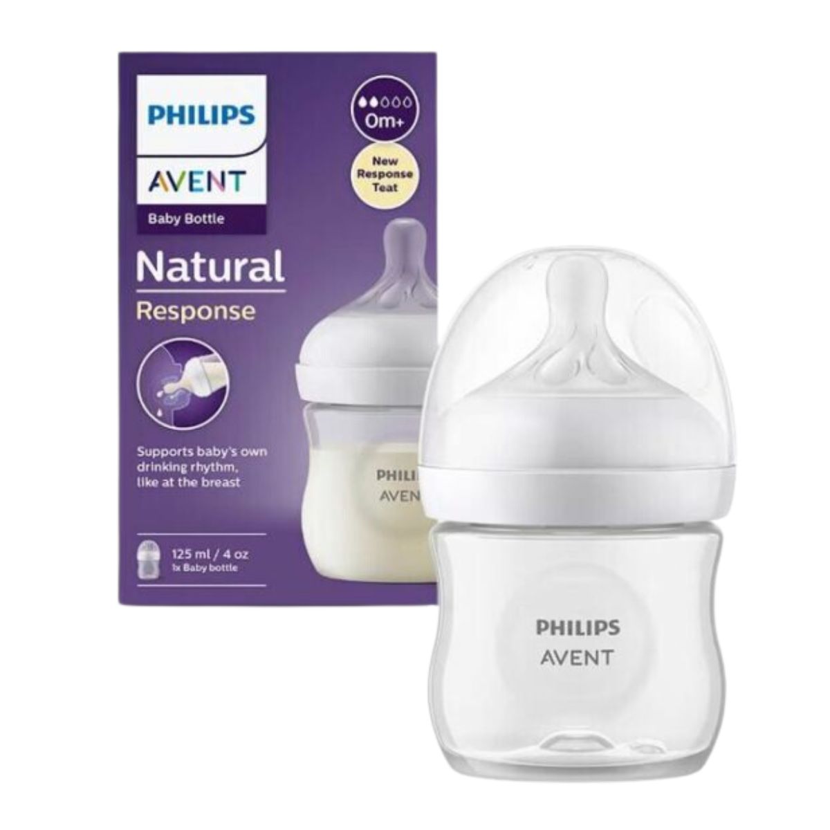 Philips Avent Natural Response 3.0 white baby bottle 125ml with packaging