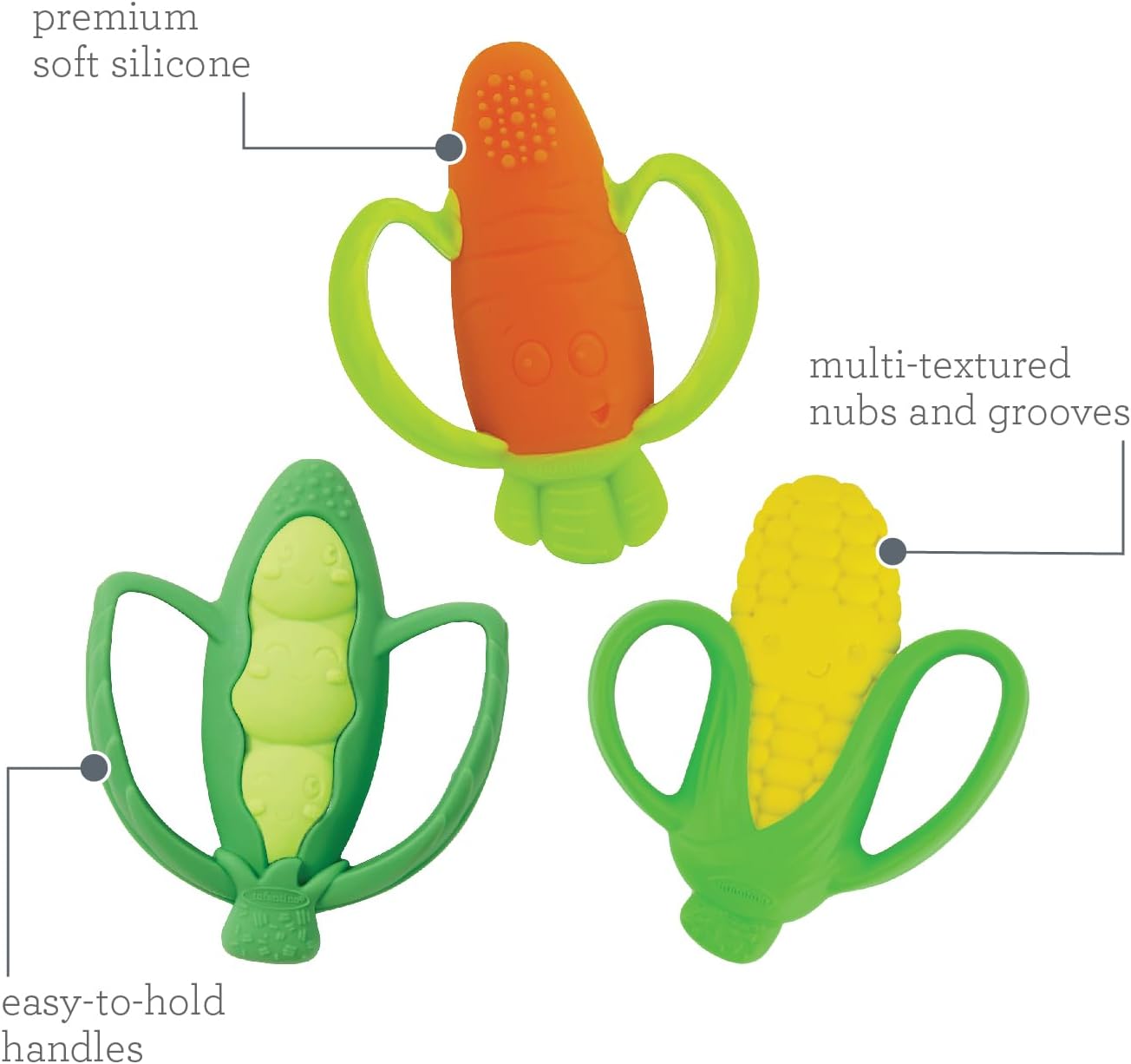 Infantino Go Gaga! Farmer's Market silicone teethers set of three