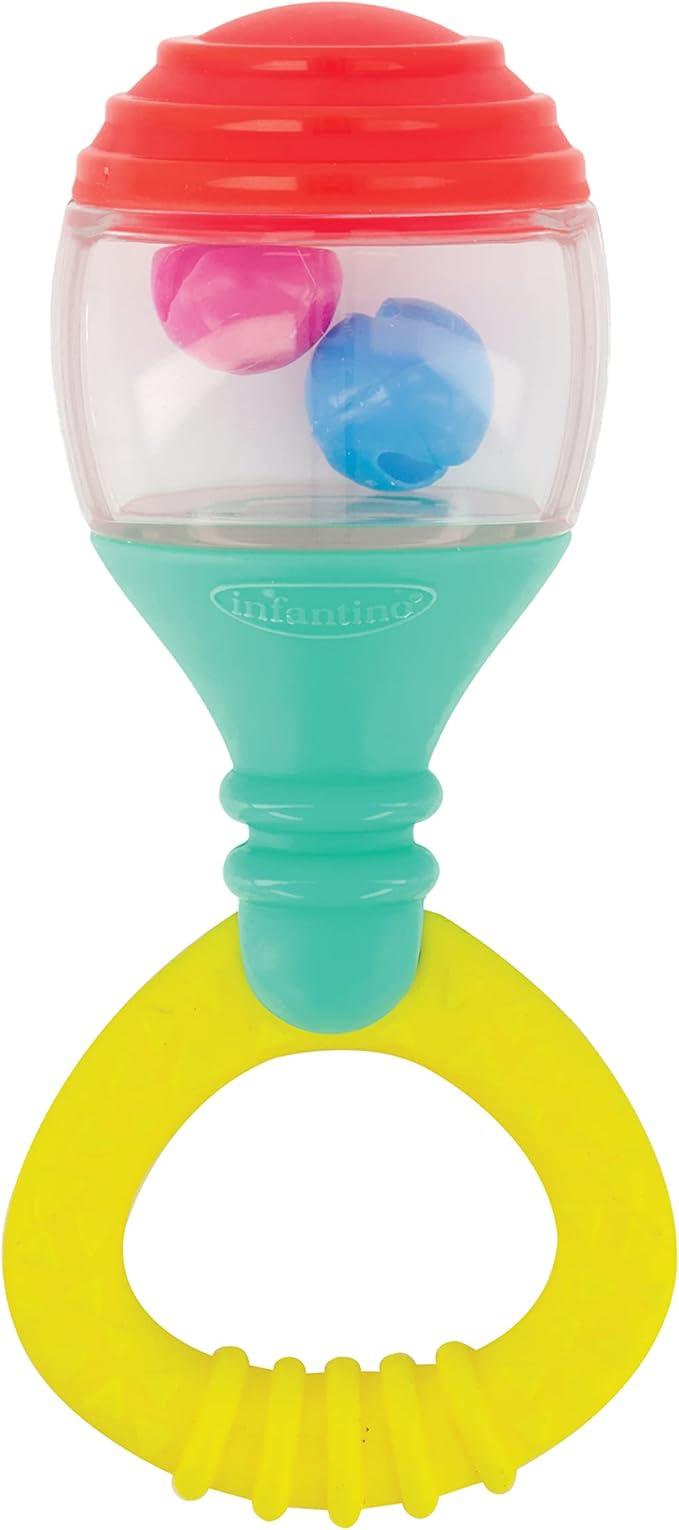 Infantino Baby's 1st Musical Maraca with red top and coloured balls