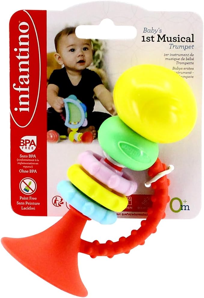 Infantino Baby's 1st Musical Trumpet with coloured rings and teething textures