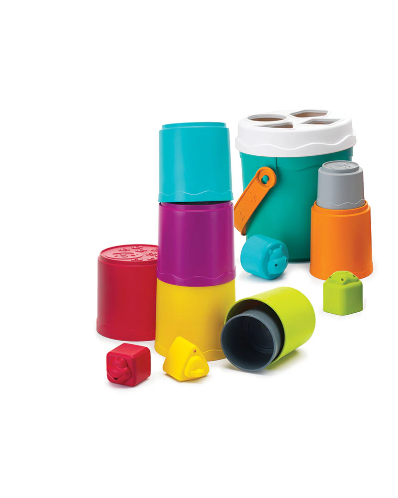 INFANTINO Shape Sorting Stack'n Nest Buckets colourful stacking nesting toy set