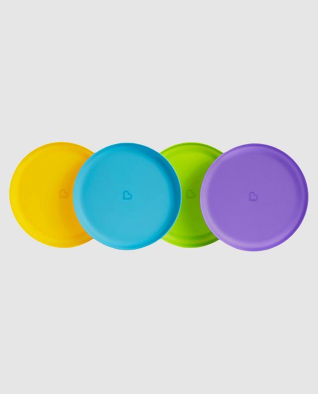 Munchkin Modern Multi Plates 4-piece set, yellow, blue, green, purple