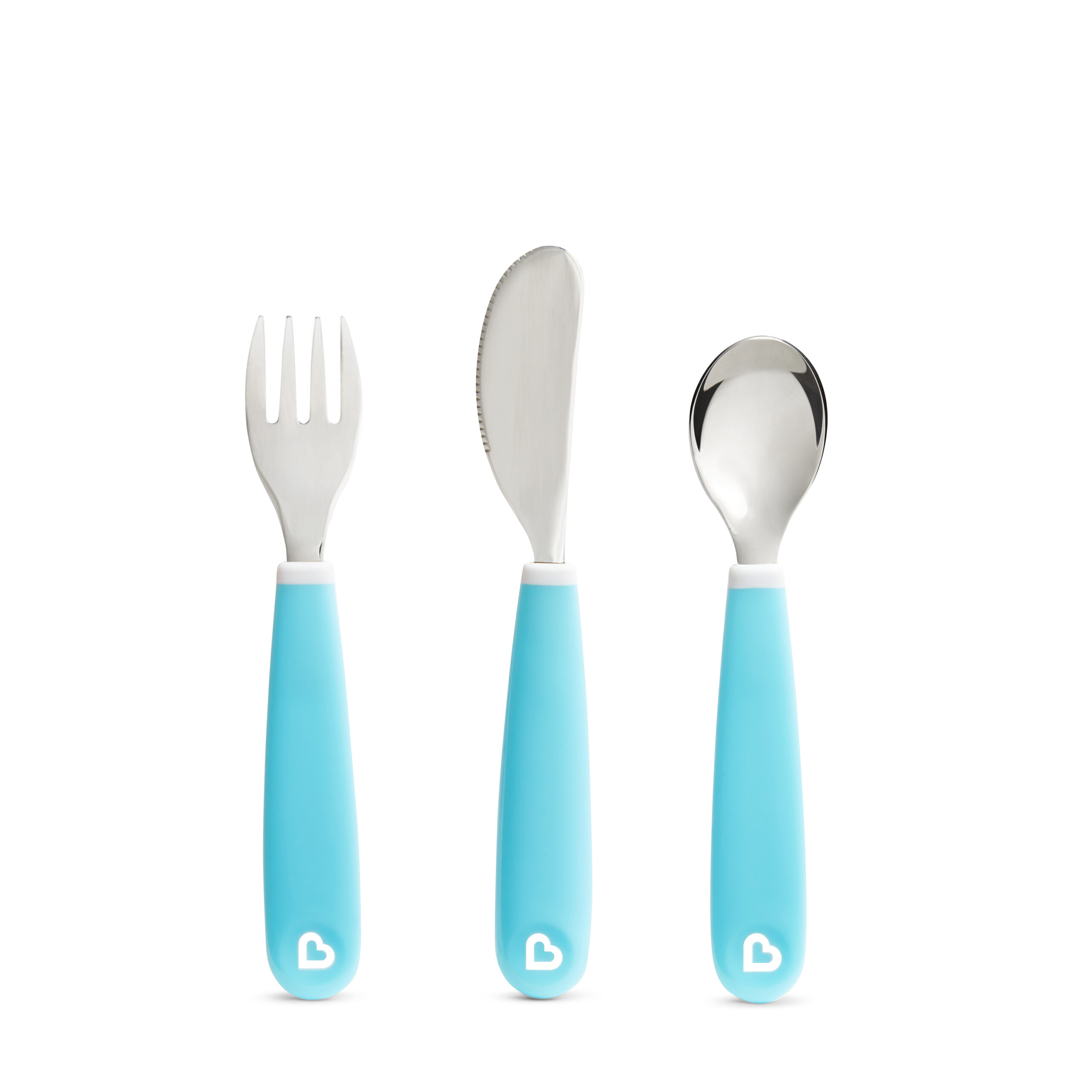 Munchkin Splash Toddler Cutlery Set three-piece blue fork knife spoon