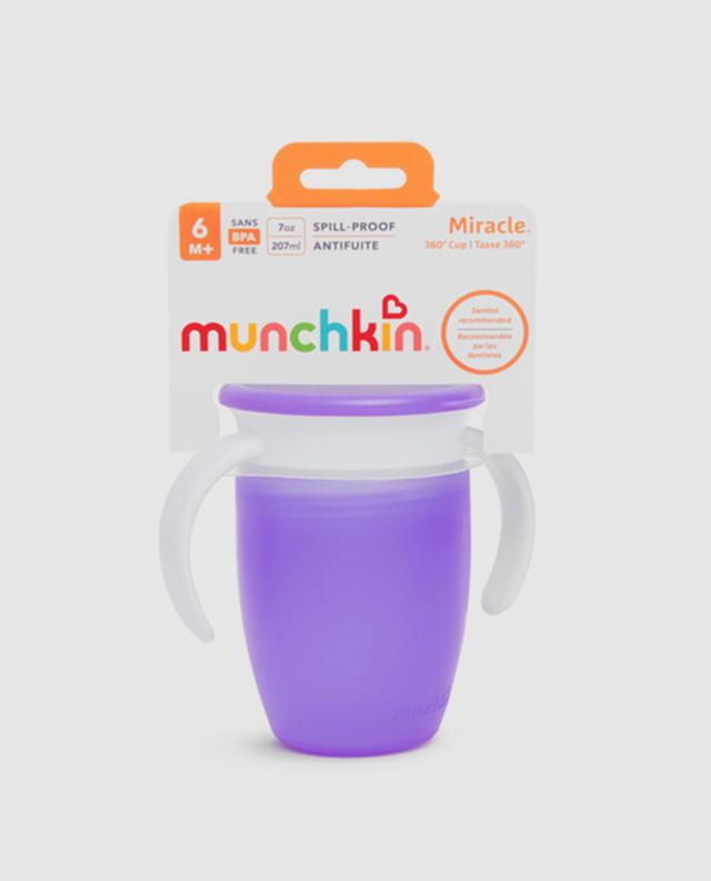 Munchkin Miracle 360 trainer cup 7oz purple with lid and handles