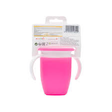 Munchkin Miracle 360 Degree Trainer Cup 7oz pink with lid