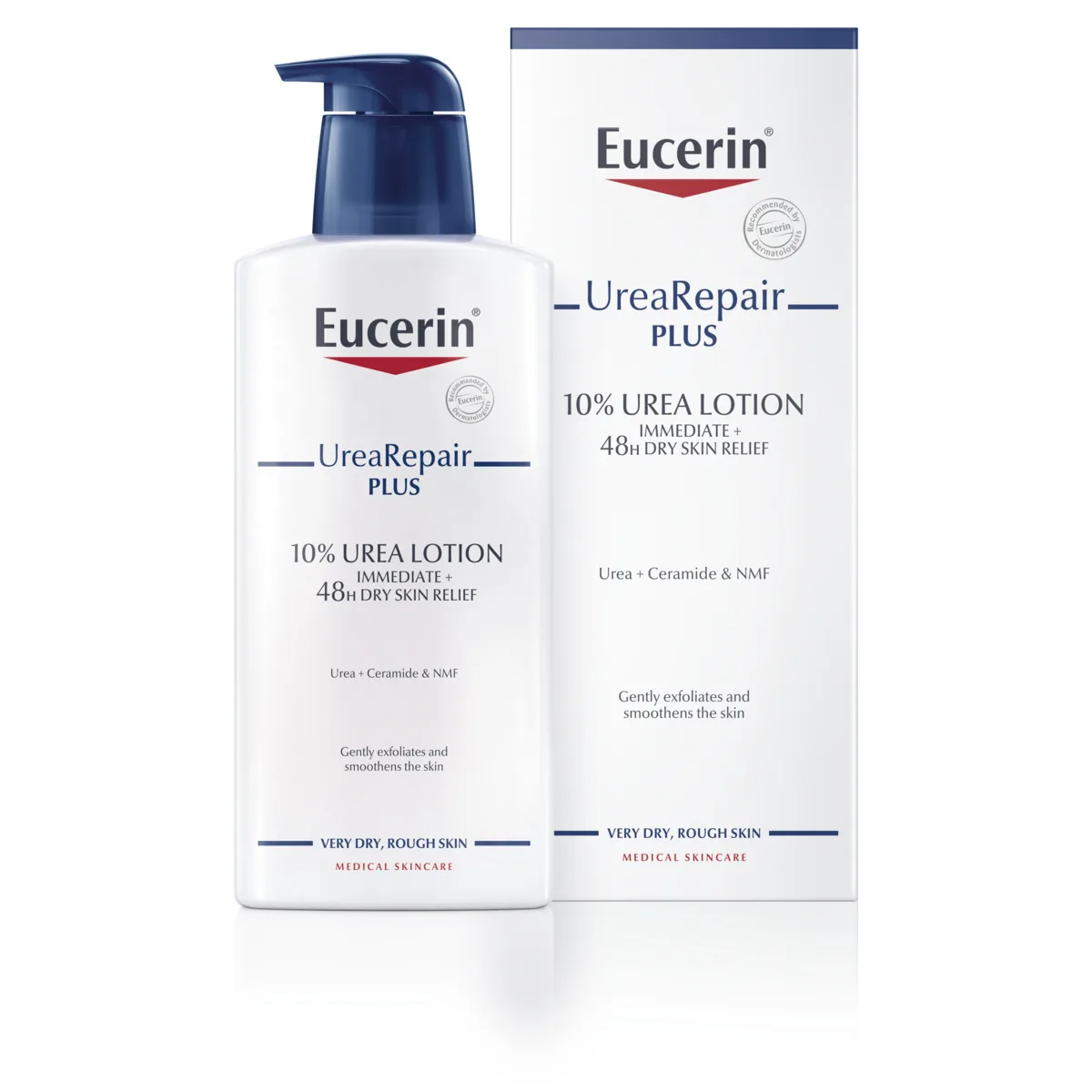 Eucerin UreaRepair Plus 10% Urea Lotion 400ml bottle and box for dry skin