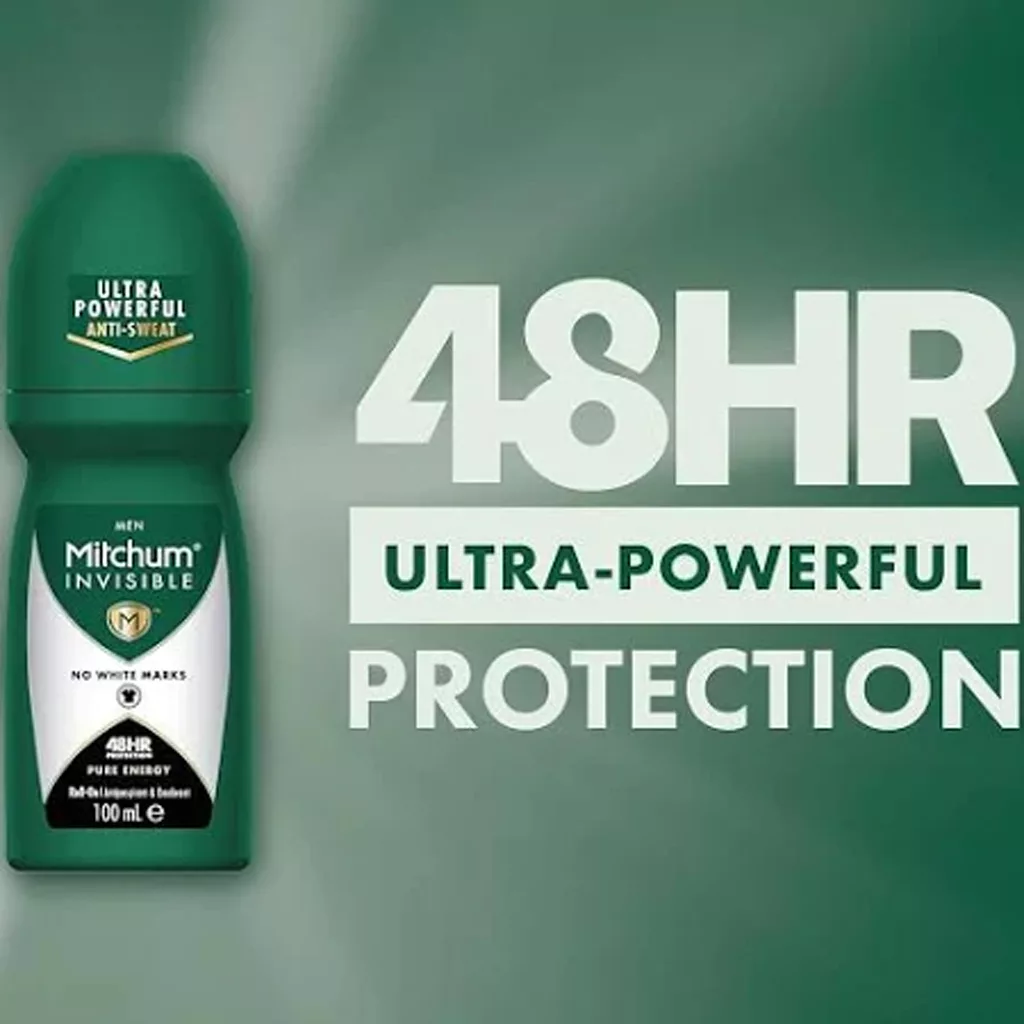 Mitchum Invisible Men 48HR anti-perspirant deodorant roll-on, 100 ml green bottle