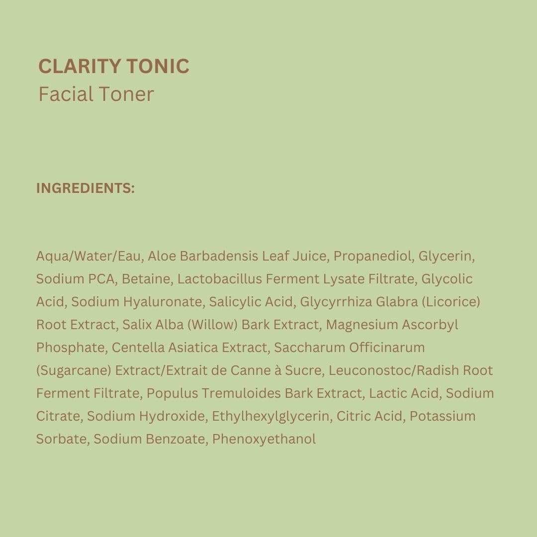 PIXI Clarity Tonic facial toner, 250ml bottle with ingredients listed