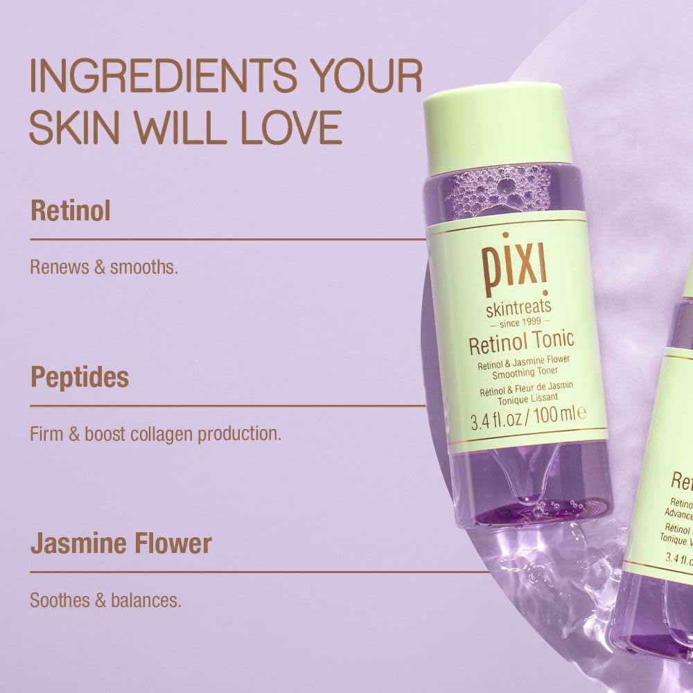 PIXI Retinol Tonic 100ml purple facial toner with jasmine flower extract
