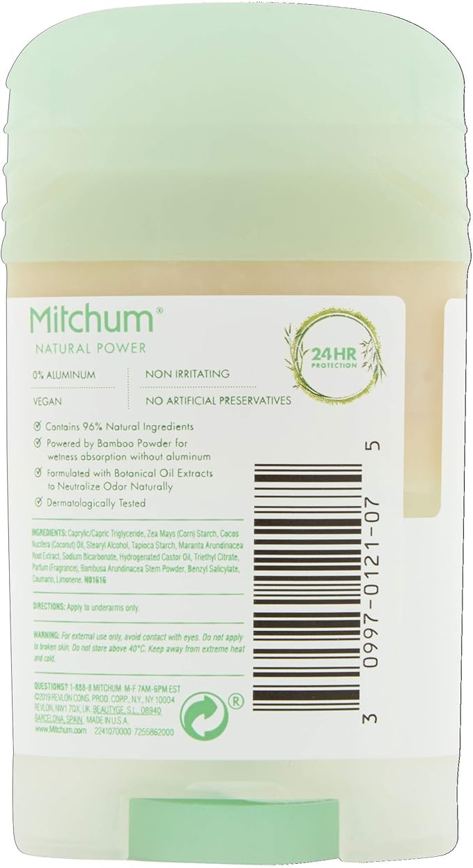 Mitchum Women Natural Deodorant Stick 40g pale green, 24 hour protection