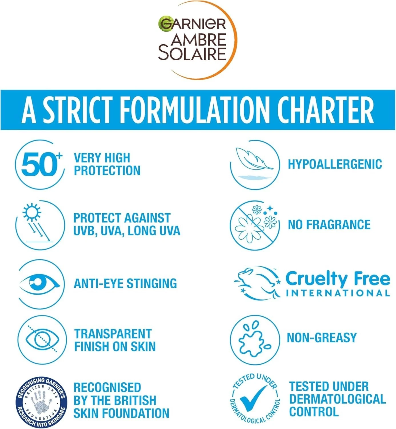 Garnier Ambre Solaire SPF 50+ anti-dryness sun cream moisturiser 50 ml bottle