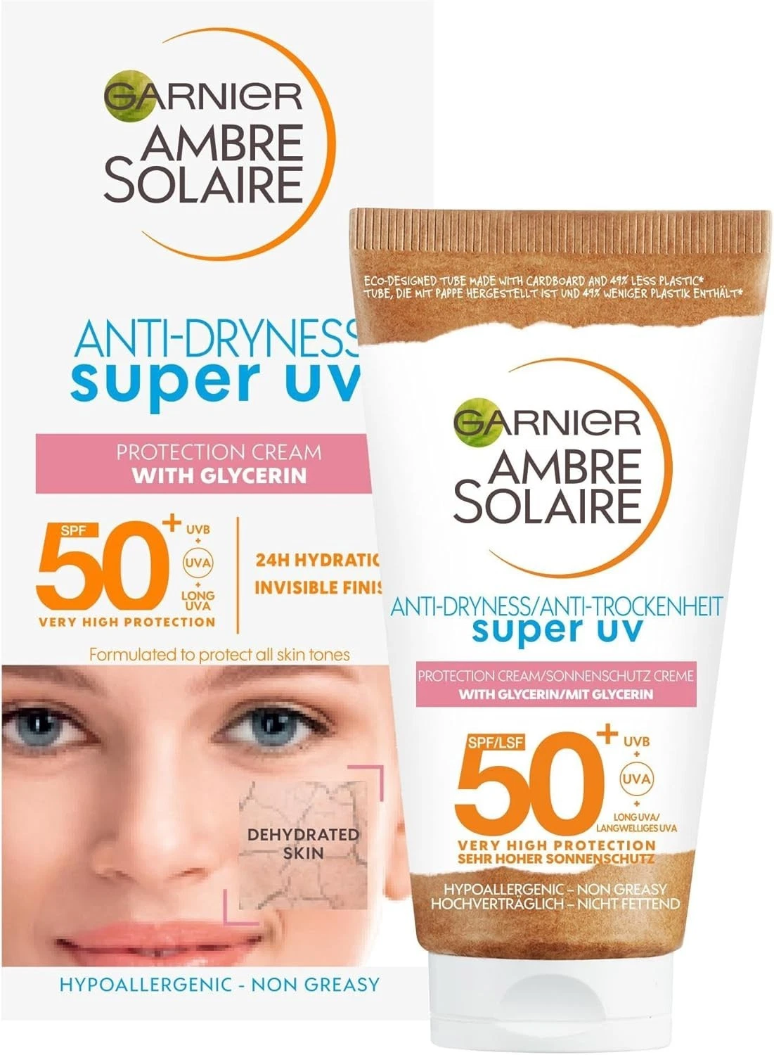 Garnier Ambre Solaire SPF 50+ Anti-Dryness sun cream moisturiser 50 ml tube