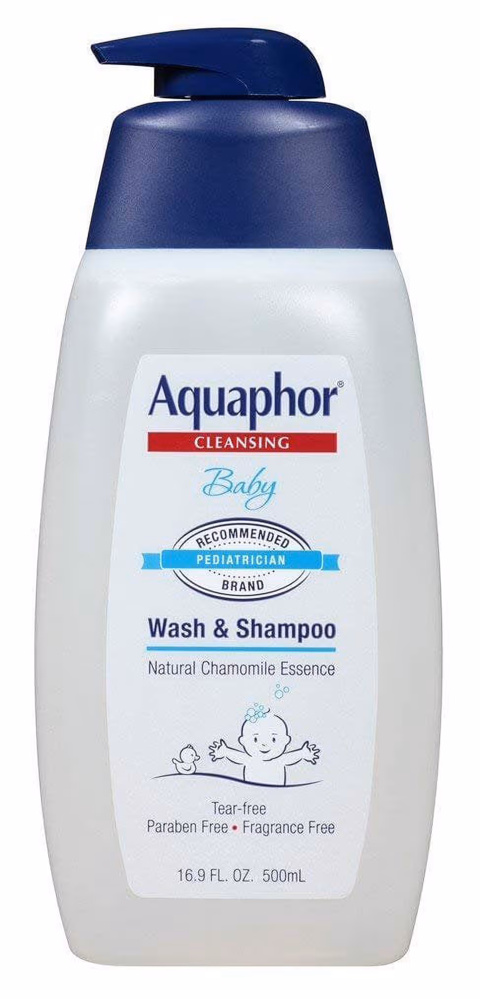 Aquaphor Baby Wash and Shampoo, Unscented Baby Shampoo and Wash, 25.4 Fl Oz Pump Bottle