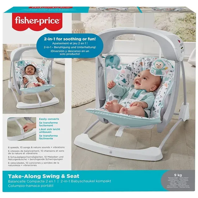 FISHER PRICE 2 IN 1 SOOTHING OR FUNY TAKE A LONG SWING N SEAT