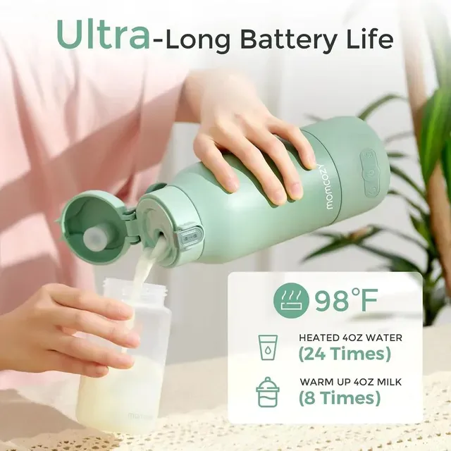Momcozy Portable Breast Milk & Water Warmer in green. — photo 2