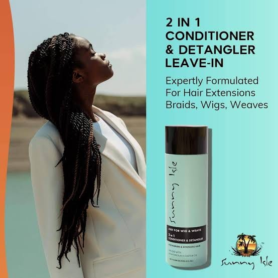 Sunny Isle Just for Wig, Weave, Braid, & Extensions 2 in 1 Conditioner and Detangler 8oz | For Synthetic & Natural Hair | Aloe Vera, Tea Tree, Borago Seed & Jamaican Black Castor Oils | Sulfate Free — photo 3