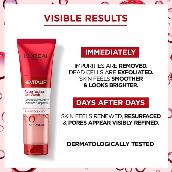 Loreal Paris 3.5% Glycolic Acid Cleanser, Revitalift Glycolic Resurfacing Gel Wash, Gently Exfoliates To Smooth & Brighten Skin â€“ 150ml — photo 3